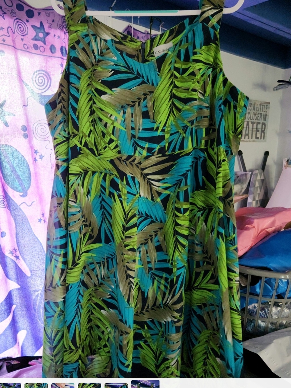 Catherines Plus Size 2XWP Tropical Palm Leaf Dress